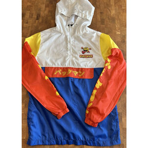 PAC MAN PACMAN WINDBREAKER S PULLOVER JACKET 80S VIDEO GAME color Block Japanese